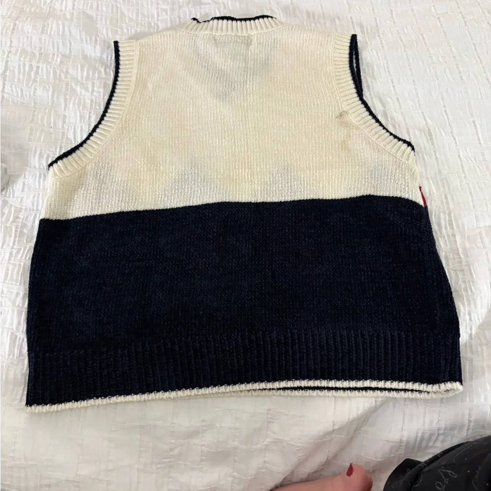 Kids Argyle V-Neck Sweater Vest - Cream, Navy & Multicolor